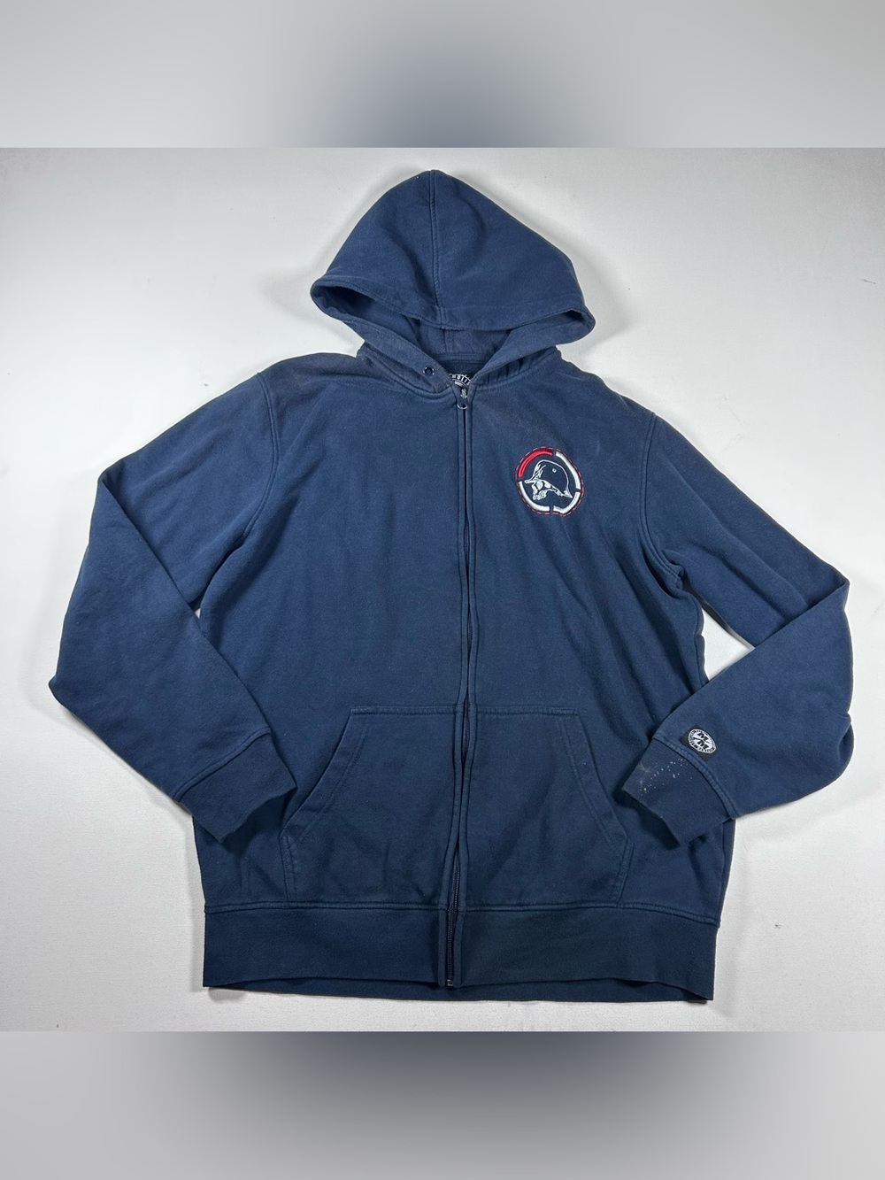 Metal Mulisha Skull Full Zip Hoodie Navy Blue Mens Large Vintage Y2k Skull
